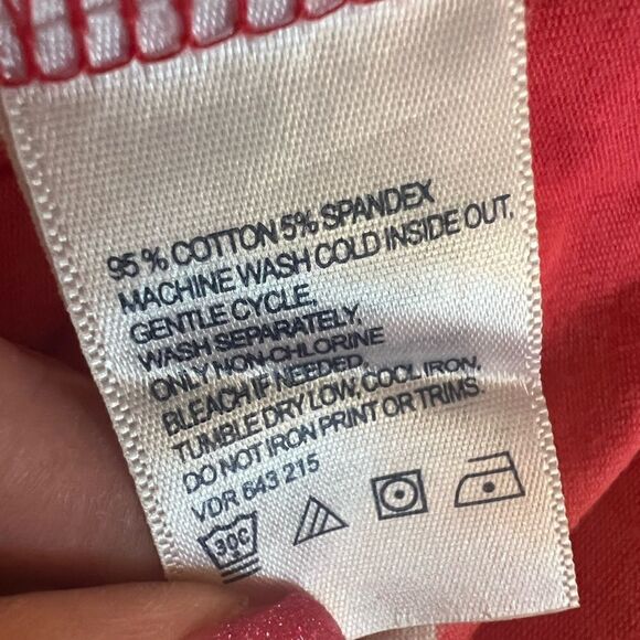 Nautica size L coral and white striped blouse with rope accent - Picture 7 of 9